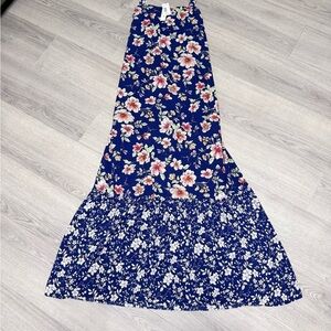 Studio B Summer Dress Blue Long Floral NWT XL